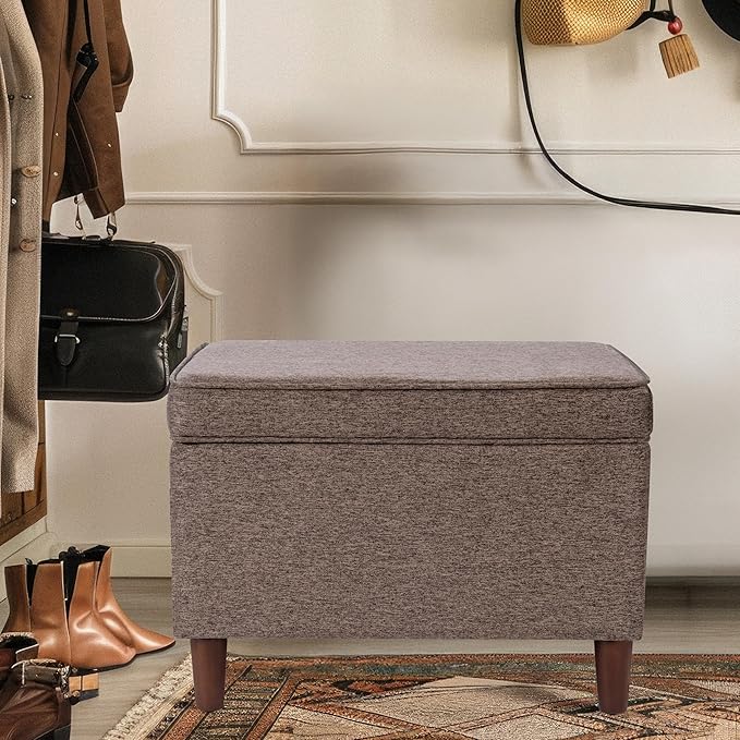 Home Decor | Dinah Collection Modern Storage Ottoman | Ottoman with Storage for Living Room & Bedroom (Chocalate Brown)-DeskLoop Office