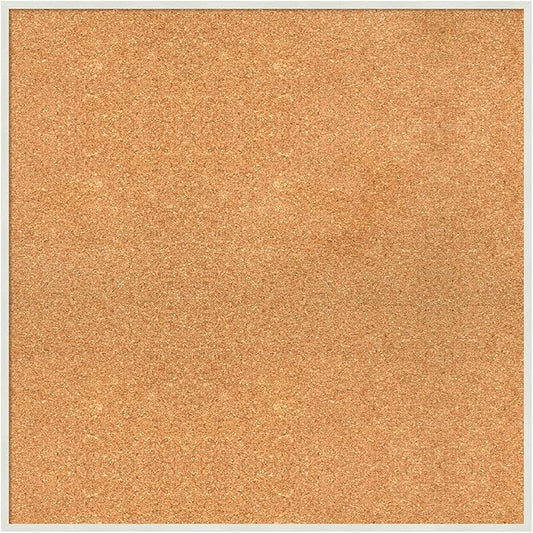 Amanti Art Natural Cork Board for Wall, 27x27 Vision Board with White Frame, Large Corkboard Office Decor for Home Organization, Modern Corkboard Pinboard to Display Items for Home Organization in-DeskLoop Office