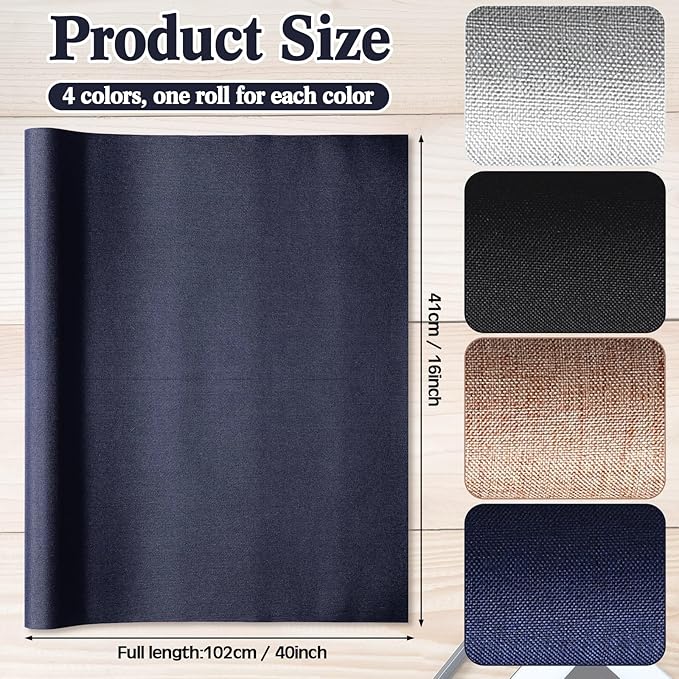 4 Pcs Book Cloth Bookcover Fabric Surface with Paper Backed Binding Cloth Fabric Book Cover for Scrapbooking Album DIY Craft Supplies Home, 4 Colors(Classic Color,40 x 16 Inches)-DeskLoop Office