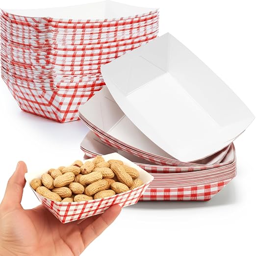 Heavy Duty, Grease Resistant 1 Lb Paper Food Trays 100 Pack. Recyclable - Image 2