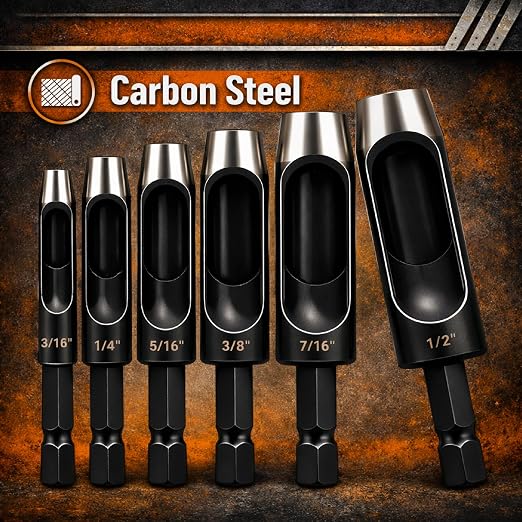 UNCO- Leather Hole Punch Drill Bit Set, 3/16" 1/4" 5/16" 3/8" 7/16" 1/2" - Image 3