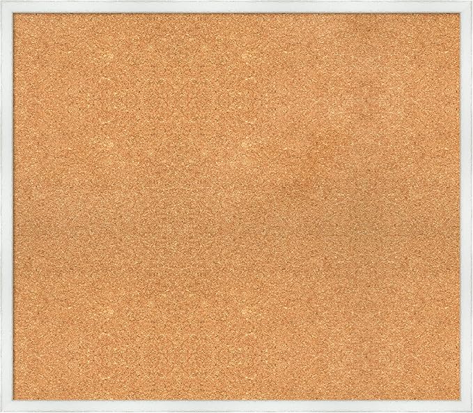 Amanti Art Natural Cork Board for Wall, 27x31 Vision Board with White Frame, Large Corkboard Office Decor for Home Organization, Country Rustic Corkboard Pinboard to Display Items for Home-DeskLoop Office