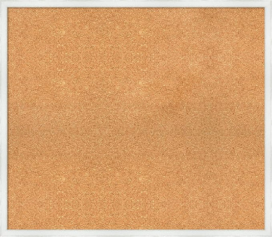 Amanti Art Natural Cork Board for Wall, 27x31 Vision Board with White Frame, Large Corkboard Office Decor for Home Organization, Country Rustic Corkboard Pinboard to Display Items for Home-DeskLoop Office
