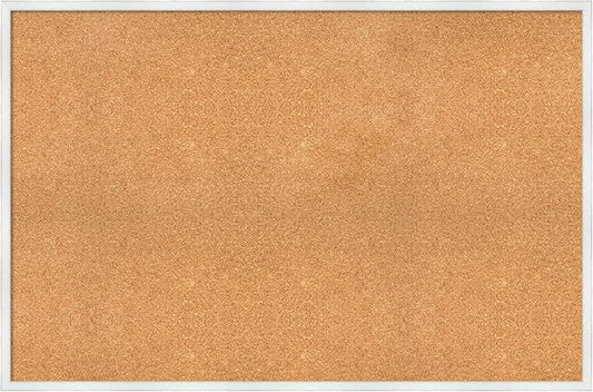 Amanti Art Natural Cork Board for Wall, 31x47 Vision Board with White Frame, Oversize Corkboard Office Decor for Home Organization, Country Rustic Corkboard Pinboard to Display Items for Home-DeskLoop Office