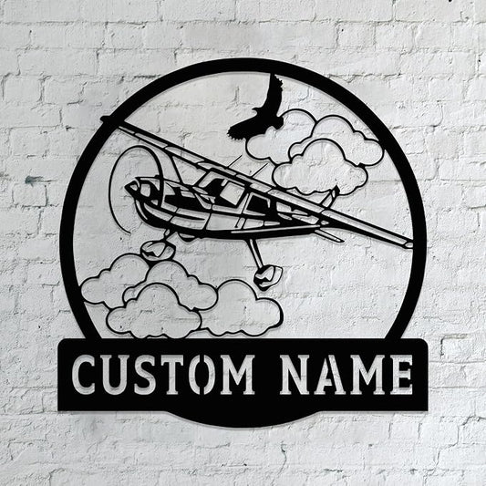 Personalized Metal Airplane Wall Art, Airplane Name Sign, Customized Pilot Name by Unknown