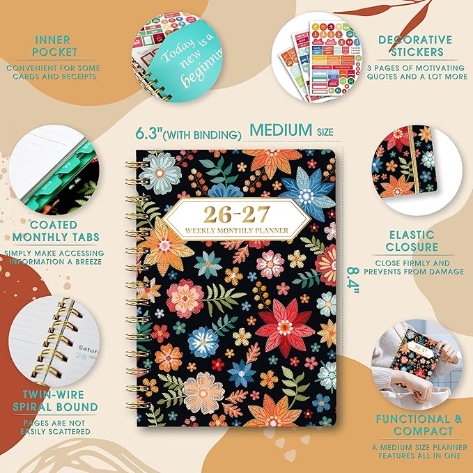 Planner 2026-2027 Weekly and Monthly Calendar Planner Jul 2026-Jun 2027 | - Image 5