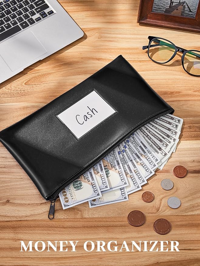 SMARTAKE Money Bags with Zipper, Waterproof Leather Money Pouches, - Image 3