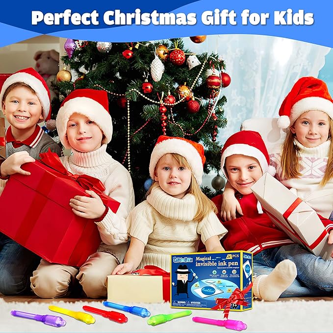 GIFTINBOX Invisible Ink Pen, 28PCS Spy Pen with UV Light for Kids, Birthday Party Favors for Kids 4-8 8-12, Classroom Prize for Students Magic Marker for Secret Message-DeskLoop Office