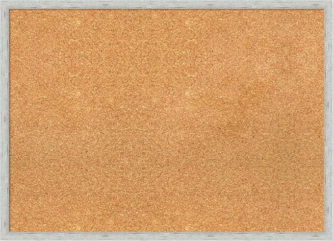 Amanti Art Natural Cork Board for Wall, 21x29 Vision Board with Silver Wood Frame, Medium Corkboard Office Decor for Home Organization, Modern Contemporary Corkboard Pinboard to display items for home-DeskLoop Office