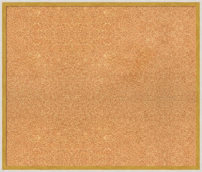 Amanti Art Natural Cork Board for Wall, 23x27 Vision Board with White Frame, Medium Corkboard Office Decor for Home Organization, Modern Corkboard Pinboard to Display Items for Home Organization in-DeskLoop Office