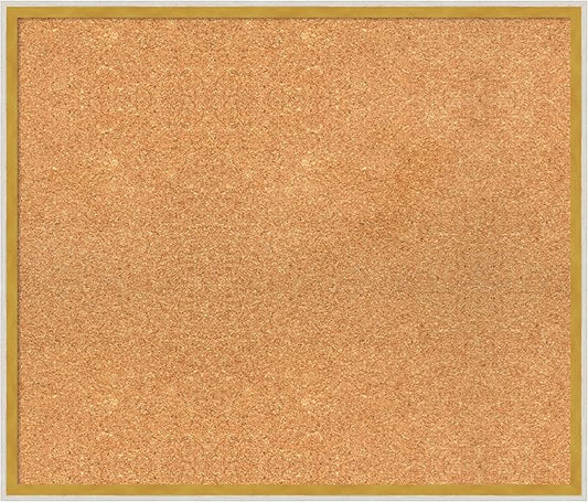 Amanti Art Natural Cork Board for Wall, 23x27 Vision Board with White Frame, Medium Corkboard Office Decor for Home Organization, Modern Corkboard Pinboard to Display Items for Home Organization in-DeskLoop Office