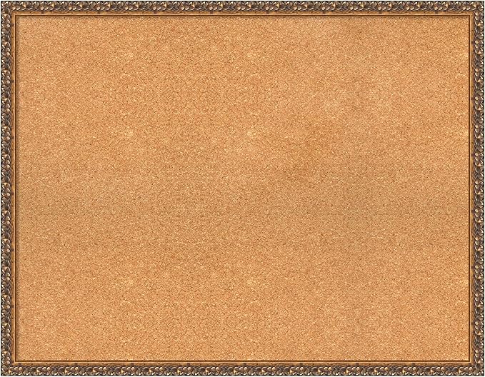 Amanti Art Natural Cork Board for Wall, 28x36 Vision Board with Bronze Frame, Large Corkboard Office Decor for Home Organization, Traditional Corkboard Pinboard to Display Items for Home Organization-DeskLoop Office
