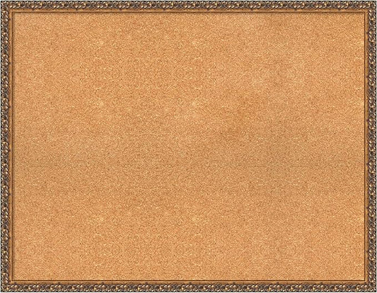 Amanti Art Natural Cork Board for Wall, 28x36 Vision Board with Bronze Frame, Large Corkboard Office Decor for Home Organization, Traditional Corkboard Pinboard to Display Items for Home Organization-DeskLoop Office