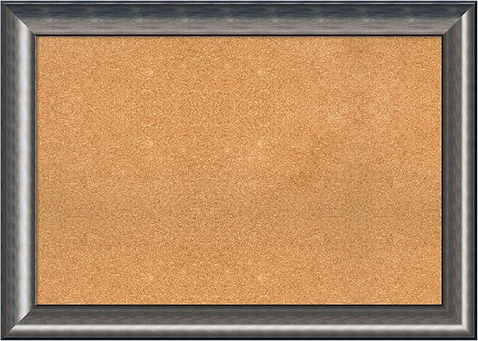 Amanti Art Natural Cork Board for Wall, 30x42 Vision Board with Silver Wood Frame, Large Corkboard Office Decor for Home Organization, Casual Corkboard Pinboard to Display Items for Home Organization-DeskLoop Office