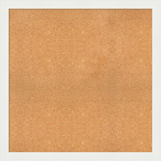 Amanti Art Natural Cork Board for Wall, 37x37 Vision Board with White Frame, Oversize Corkboard Office Decor for Home Organization, Casual Corkboard Pinboard to Display Items for Home Organization in-DeskLoop Office