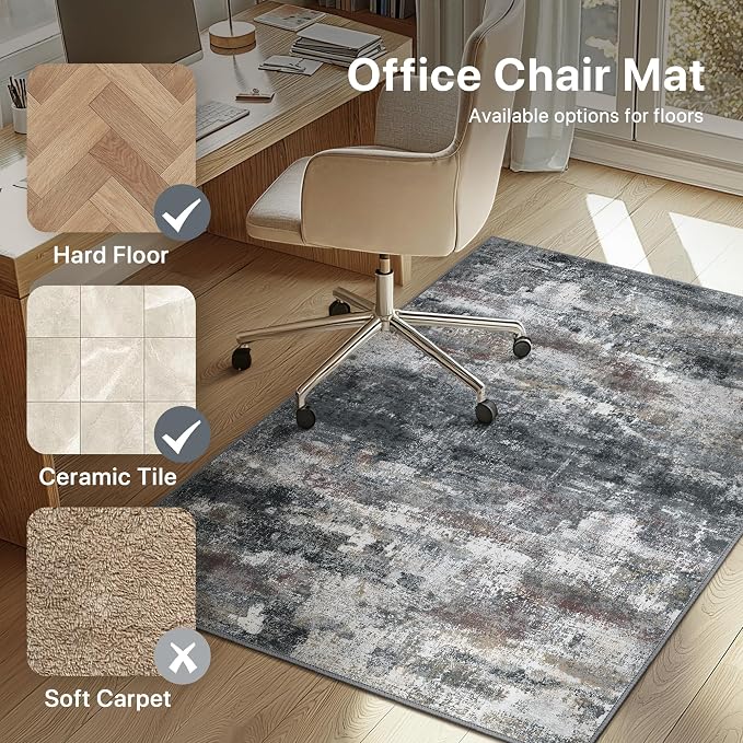 Office Chair Mat for Hardwood Tile Floor, Abstract 36"X 60" Desk Mats for - Image 3