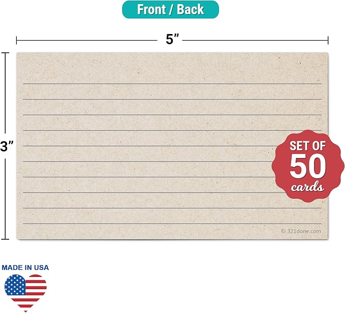 321Done Ruled Note Cards, 3x5 Thick Index Cards - Image 2