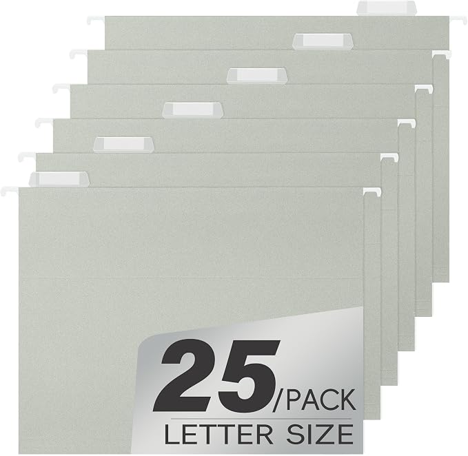 pmybupo 25 Pack Gray Hanging File Folders, Reinforced Hang Folders Letter Size by pmybupo