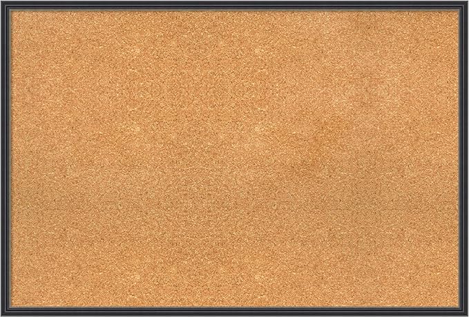 Amanti Art Natural Cork Board for Wall, 25x37 Vision Board with Black Wood Frame, Large Corkboard Office Decor for Home Organization, Traditional Corkboard Pinboard to display items for home-DeskLoop Office