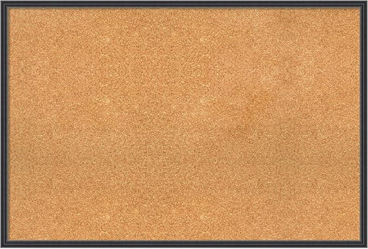 Amanti Art Natural Cork Board for Wall, 25x37 Vision Board with Black Wood Frame, Large Corkboard Office Decor for Home Organization, Traditional Corkboard Pinboard to display items for home-DeskLoop Office