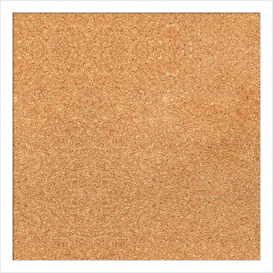 Amanti Art Natural Cork Board for Wall, 17x17 Vision Board with White Frame, Small Corkboard Office Decor for Home Organization, Modern Corkboard Pinboard to Display Items for Home Organization in-DeskLoop Office