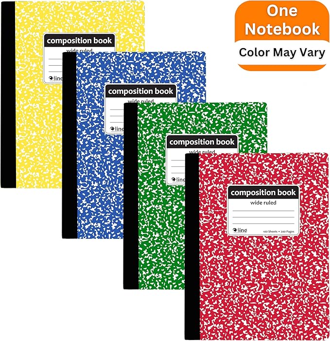 C-Line Composition Notebook, Wide Ruled, Marble Cover, 1 Notebook, Color May - Image 2