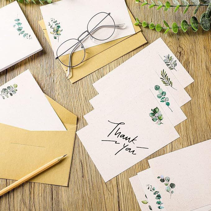Spiareal 100 Pcs Greenery Note Cards 4x6in, Eucalyptus Leaves Blank Note - Image 5