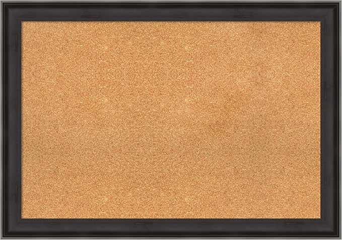 Amanti Art Natural Cork Board for Wall, 28x40 Vision Board with Black Wood Frame, Large Corkboard Office Decor for Home Organization, Casual Corkboard Pinboard to display items for home organization-DeskLoop Office