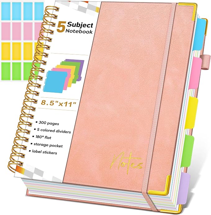 Spiral Notebook Journal with Removable Dividers Tabs, 300 Pages Hardcover by Unknown