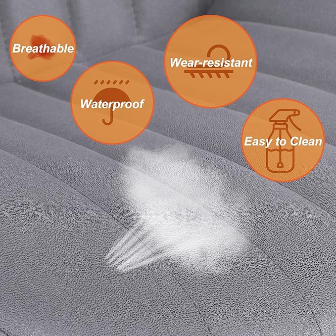 Bar Stools Set of 4, Swivel Counter Height Barstools with Back, Adjustable PU Leather Bar Chairs, Modern Armless Kitchen Island Stool, Dark Grey-DeskLoop Office