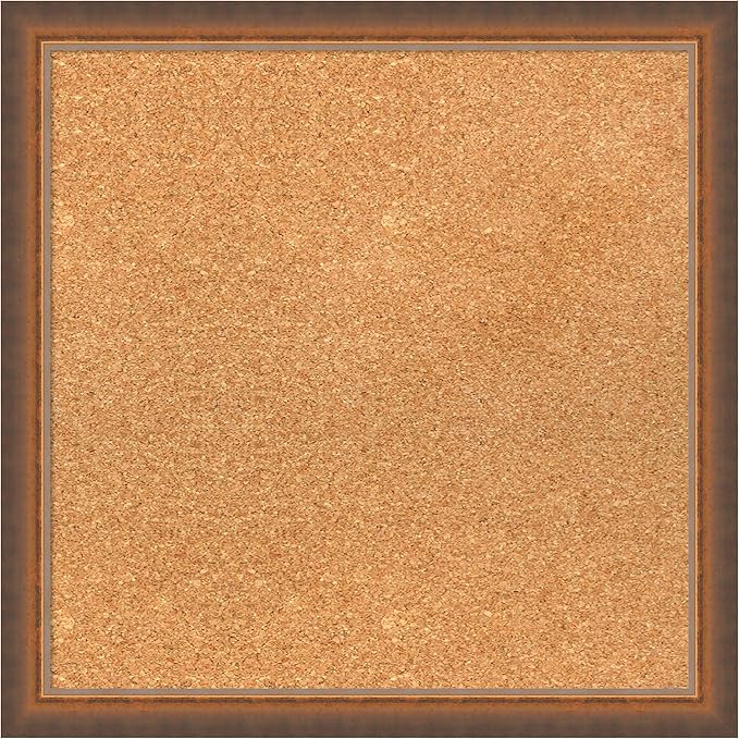 Amanti Art Natural Cork Board for Wall, 20x20 Vision Board with Bronze Frame, Small Corkboard Office Decor for Home Organization, Modern Corkboard Pinboard to Display Items for Home Organization in-DeskLoop Office