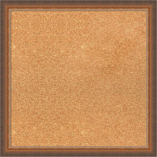 Amanti Art Natural Cork Board for Wall, 20x20 Vision Board with Bronze Frame, Small Corkboard Office Decor for Home Organization, Modern Corkboard Pinboard to Display Items for Home Organization in-DeskLoop Office
