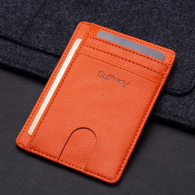 Buffway Slim Minimalist Front Pocket RFID Blocking Leather Wallets - Image 4