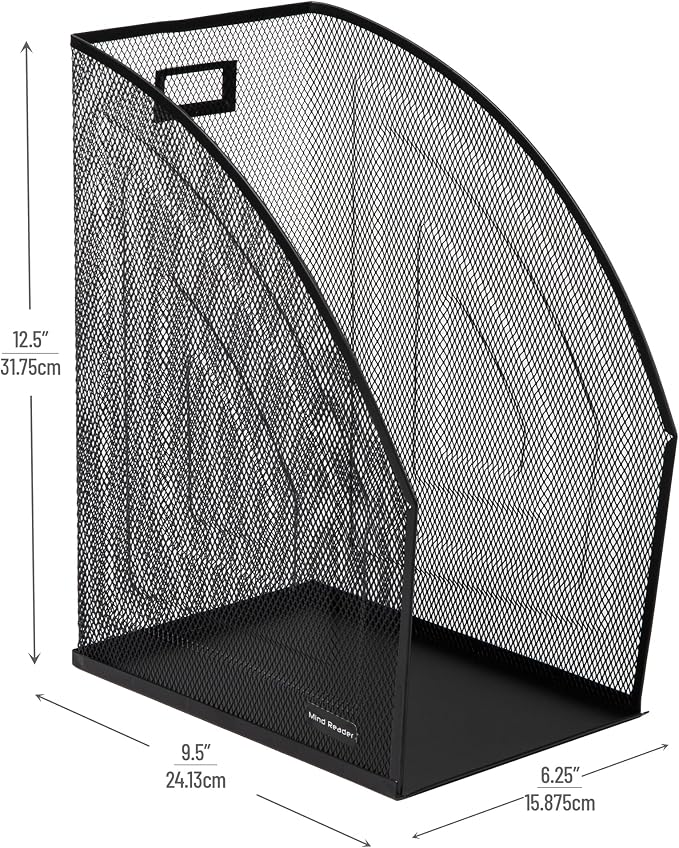 Mind Reader Vertical File Storage, Desktop Organizer, Metal Mesh, 6.25" L x 10" - Image 3