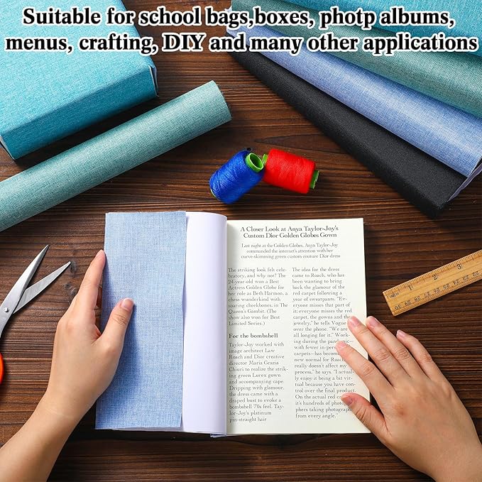 4 Pcs Book Cloth Bookcover Fabric Surface with Paper Backed Binding Cloth Fabric Book Cover for Scrapbooking Album DIY Craft Supplies Home, 4 Colors(Cool Color,14 x 10 Inches)-DeskLoop Office