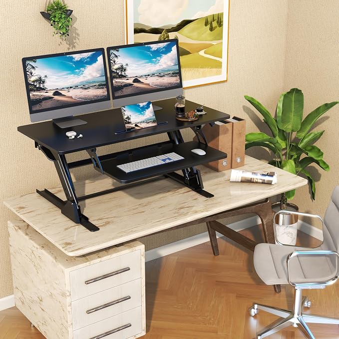 Lubvlook 42 inch Stand Up Desk Converter, Height Adjustable Sit Stand Desk Riser - Image 2