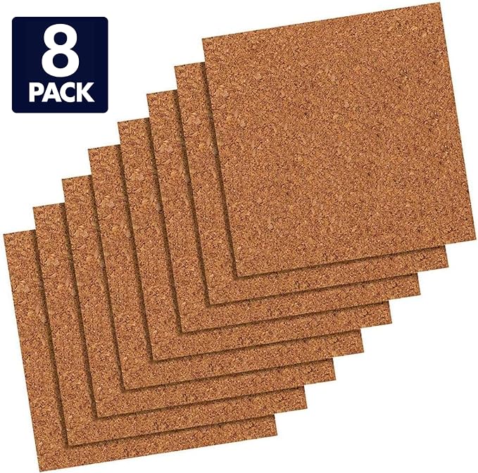Quartet Cork Tiles, Bulletin Board Cork Panels 12" x 12" x 3/16", 8 Pack - Image 2