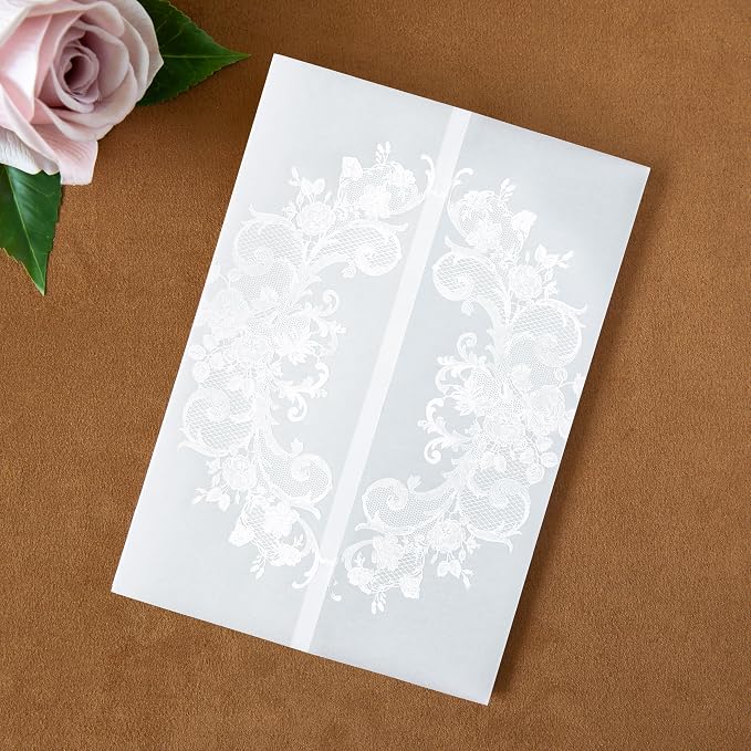 ponatia 50PCS White Foil Wedding Vellum Jackets - Image 2