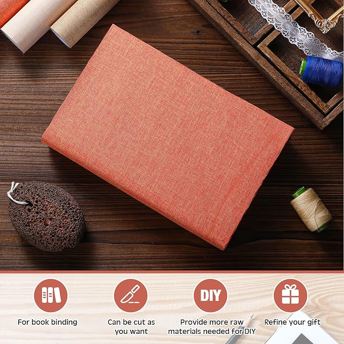 4 Pcs Book Cloth Bookcover Fabric Surface with Paper Backed Book Binding Cloth Fabric Book Cover for Scrapbooking Album DIY Craft Supplies Home, 4 Colors(Earth Color,40 x 16 Inches)-DeskLoop Office
