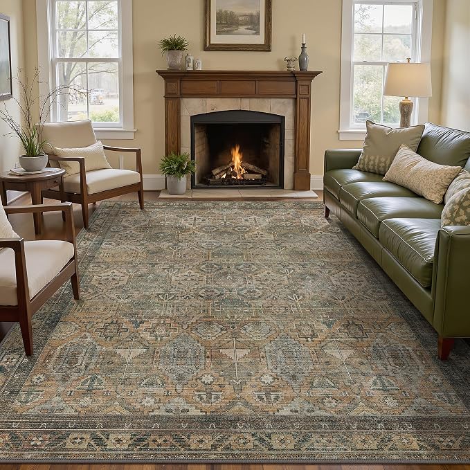 GENIMO 6x9 Area Rugs for Living Room, Machine Washable Non Slip Vintage Rugs - Image 2