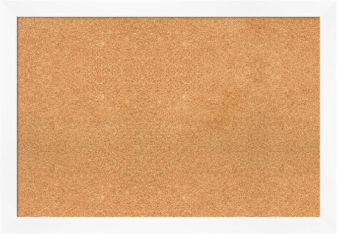 Amanti Art Natural Cork Board for Wall, 27x39 Vision Board with White Frame, Large Corkboard Office Decor for Home Organization, Modern Corkboard Pinboard to Display Items for Home Organization in-DeskLoop Office