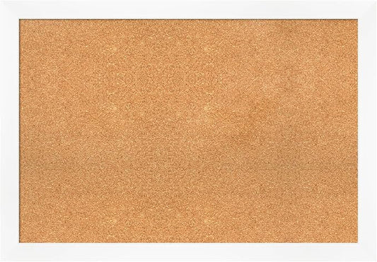 Amanti Art Natural Cork Board for Wall, 27x39 Vision Board with White Frame, Large Corkboard Office Decor for Home Organization, Modern Corkboard Pinboard to Display Items for Home Organization in-DeskLoop Office