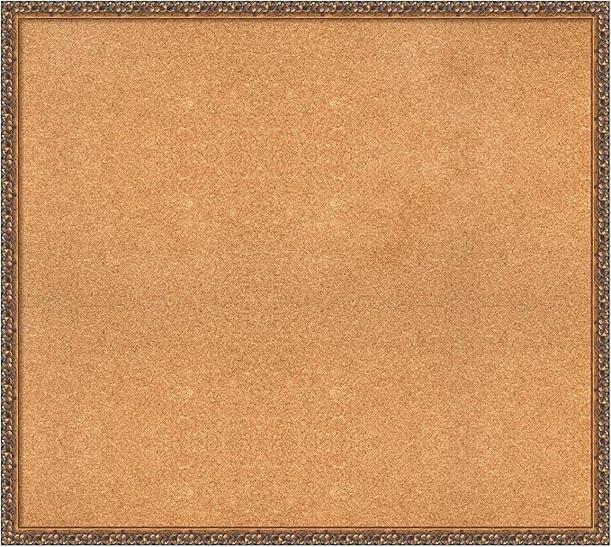 Amanti Art Natural Cork Board for Wall, 34x38 Vision Board with Bronze Frame, X-Large Corkboard Office Decor for Home Organization, Traditional Corkboard Pinboard to Display Items for Home-DeskLoop Office