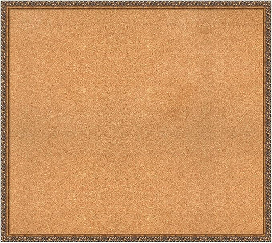 Amanti Art Natural Cork Board for Wall, 34x38 Vision Board with Bronze Frame, X-Large Corkboard Office Decor for Home Organization, Traditional Corkboard Pinboard to Display Items for Home-DeskLoop Office