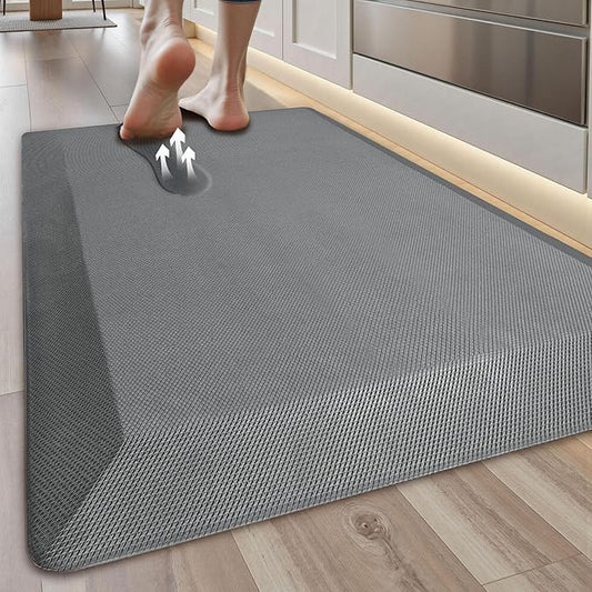 Anti Fatigue Kitchen Mats for Floor, Grey 9/10 Extra Thick Cushioned Standing Desk Mat, Comfort Memory Foam Ergonomic Kitchen Rugs and Mats Non-Slip Waterproof for Office, Kitchen, Sink, 20" x 32"-DeskLoop Office
