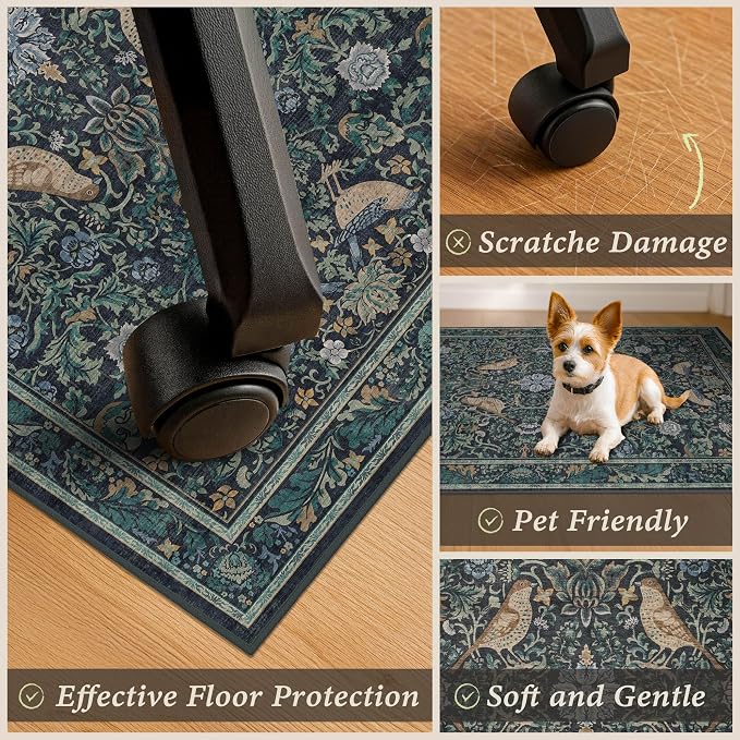 Washable Floral Small 3x4 Office Chair Mat - Image 4