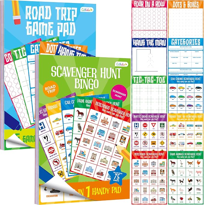 Gethelud 2 Pack Road Trip Game Pads, 10 Games, Pen Pencil Paper Game, Plane by Gethelud