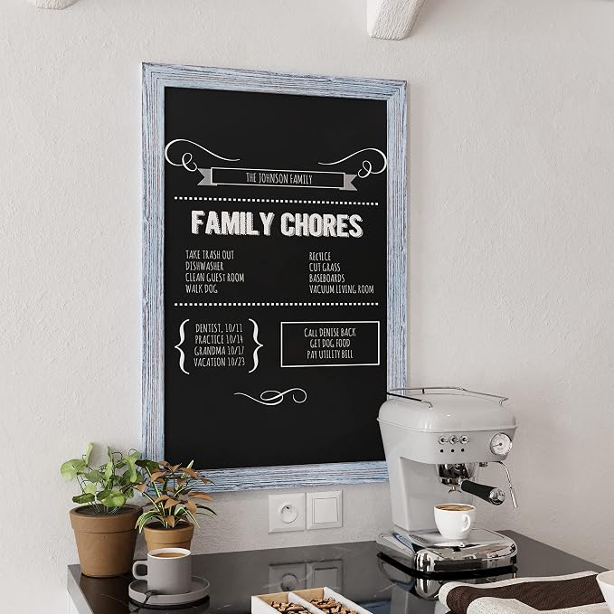 HBCY Creations Rustic Blue Wooden Magnetic Wall Chalkboard, Extra Large Size - Image 6