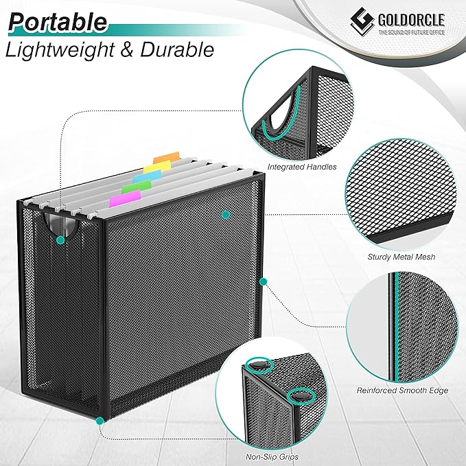 Hanging File Organizer, Letter-Size File Holder Filing Box - Image 4