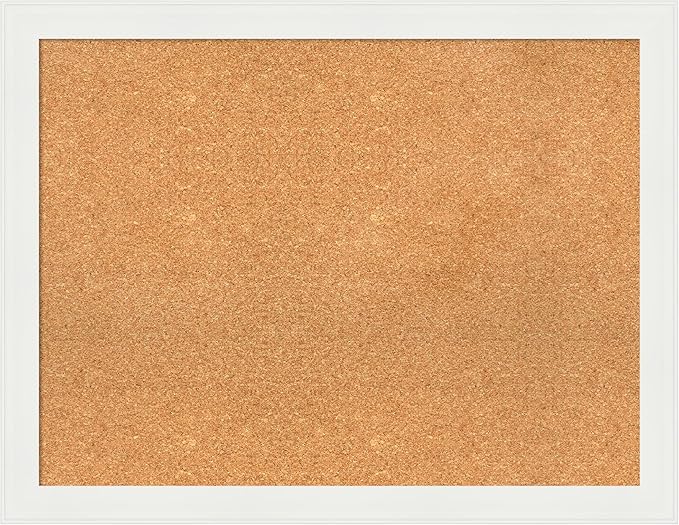 Amanti Art Natural Cork Board for Wall, 27x35 Vision Board with White Frame, Large Corkboard Office Decor for Home Organization, Casual Corkboard Pinboard to Display Items for Home Organization in-DeskLoop Office
